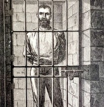 Assassin Guiteau Prison 1881 President Garfield Wood Engraving Victorian... - $59.99