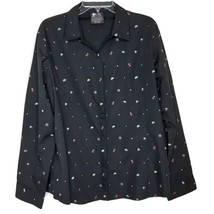 Taco Bell Womens Shirt Size XL Long Sleeve Hidden Button Front Hot Sauce Black - £19.95 GBP