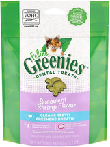 Greenies Feline Natural Dental Treats Succulent Shrimp Flavor 6.3 oz (3 x 2.1 oz - $25.32