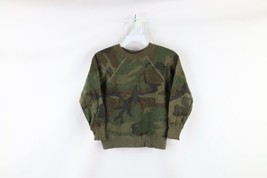 Vintage 60s Streetwear Boys Medium Faded Camouflage Crewneck Sweatshirt USA - £62.11 GBP