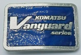 Vintage 1985 Komatsu Vanguard Series Pewter and Blue Enamel Belt Buckle - $15.79