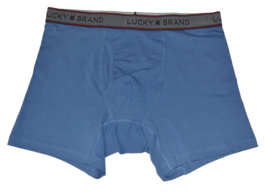 Lucky Brand Men&#39;s Blue Gray Logo Underwear Trunk Briefs Cotton Size L - £11.02 GBP
