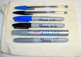 Autograph Signing Pens Markers 6 SET Kit Blue Black Silver BiC Sharpie Uni Paint - £42.80 GBP