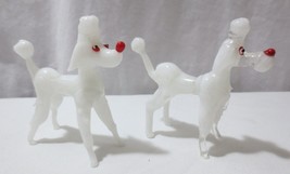 Vtg Swag &amp; Art Glass Pair of White Poodle Figurines 3 3/4&quot; tall Super Cute - £15.98 GBP