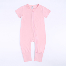 Short Sleeve BABY ROMPER PINK 12-18 Mo Cotton Double Zipper Infant Girl Pajama - £10.22 GBP