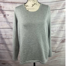 Chicos 1 Zip Back Lurex Pullover Sweater Womens M 8 Scoop Neck Gray Shimmer - £10.76 GBP