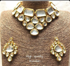 Indian Gold Plated Bollywood Kundan Choker Necklace Earrings Bridal Jewelry Set - £67.27 GBP