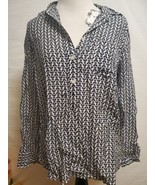 J Crew Black White Cotton Silk Geometric Patterned Button Down Shirt Size 6 - €11,25 EUR