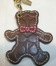 Coach Embossed Signature Leather Teddy Bear Handbag Charm Keychain Brown RARE! - £87.12 GBP