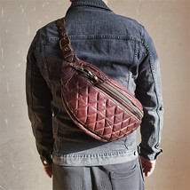 Genuine Horsehide Leather Bags Diamond Plaid Amikaki Knight Satchel Packages - £361.14 GBP