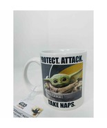 Coffee Mug Baby Yoda Star Wars Mandalorian Protect Attack Take Naps 20 Oz - $10.37