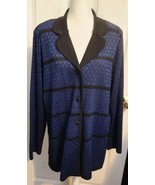 Exclusively Misook Navy Blue Black Button Down Lightweight Knit Jacket S... - $54.20 CAD