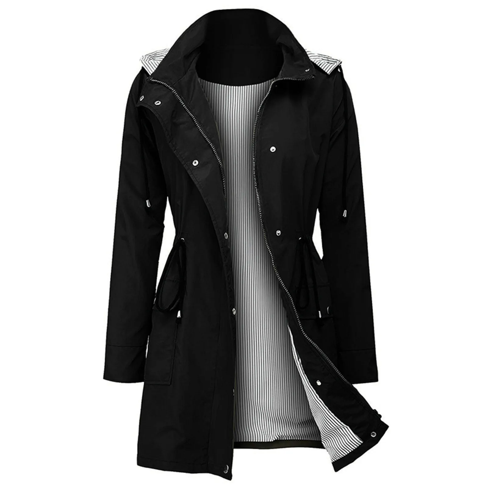 Women&#39;s Jacket  Pocket Zipper Hooded Pocket Coat Loose  Windbreaker Bomber Jacke - £86.36 GBP