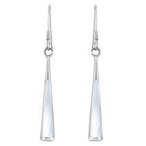 Elegant Slim Triangle with Mother of Pearl Sterling Silver Dangle Earrings - £15.92 GBP