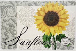 Set of 4 Same Kitchen Vinyl with Foam Back Placemats (12&quot;x18&quot;) SUNFLOWER # 2, BH - £17.12 GBP