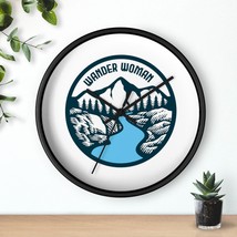 Unique 10&quot; Wooden Wall Clock &quot;Wander Woman&quot; | Stylish &amp; Silent | Mountain Range  - $44.29