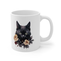 black cat hallowen themed coffee Ceramic Mug 11oz animal lovers - £15.73 GBP