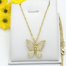 2 Ct Round Lab Created Diamond Butterfly Shape Pendant 14K Yellow Gold Plated - $167.37