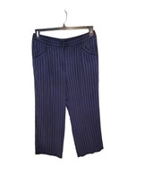 Eileen Fisher Blue Petite Medium Women Wide Leg Pants Pinstriped Pull-On - £30.96 GBP