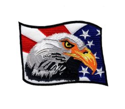 Waving American Flag USA Bald Eagle Embroidered Iron on Patch - £5.52 GBP