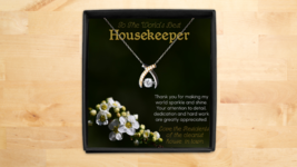 Housekeeper Gift Wishbone Necklace for House Keeper Gift for Cleaning Lady Silve - £40.78 GBP