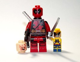 PAPBRIKS Deadpool Marvel Movie 1 with mini wolverine Custom Minifigure! - £5.99 GBP