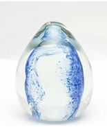 Paperweight Art Glass Kent Helms 82 Egg Shaped Blue Swirl Tornado  - £23.64 GBP