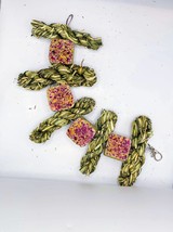 Floral Grass Cube Cakes and Hay Twists Hanging Chew Rabbit Treat - £9.42 GBP