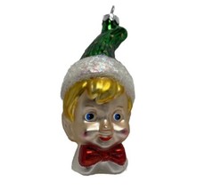 Midwest-CBK Glass Blonde Haired Elf Head Hand Blown Glass Ornament 4 Inch - £6.57 GBP