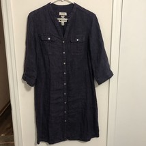 Malvin I Love Linen Germany Button Front Shirt Lagenlook Dress Navy Size... - £22.27 GBP