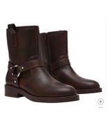 DV by Dolce Vita Womens Biker Boots Brown Moto Side Zipper Low Block Heel - $96.81 CAD