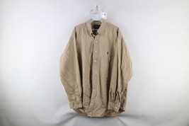 Vintage 90s Ralph Lauren Mens Large Distressed Blake Button Down Shirt Beige - £36.98 GBP