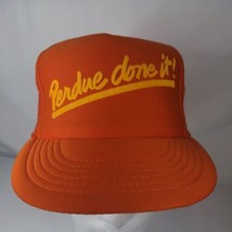Vintage Perdue Done It Trucker Snapback Hat Orange Adjustable Designer Award - £20.29 GBP