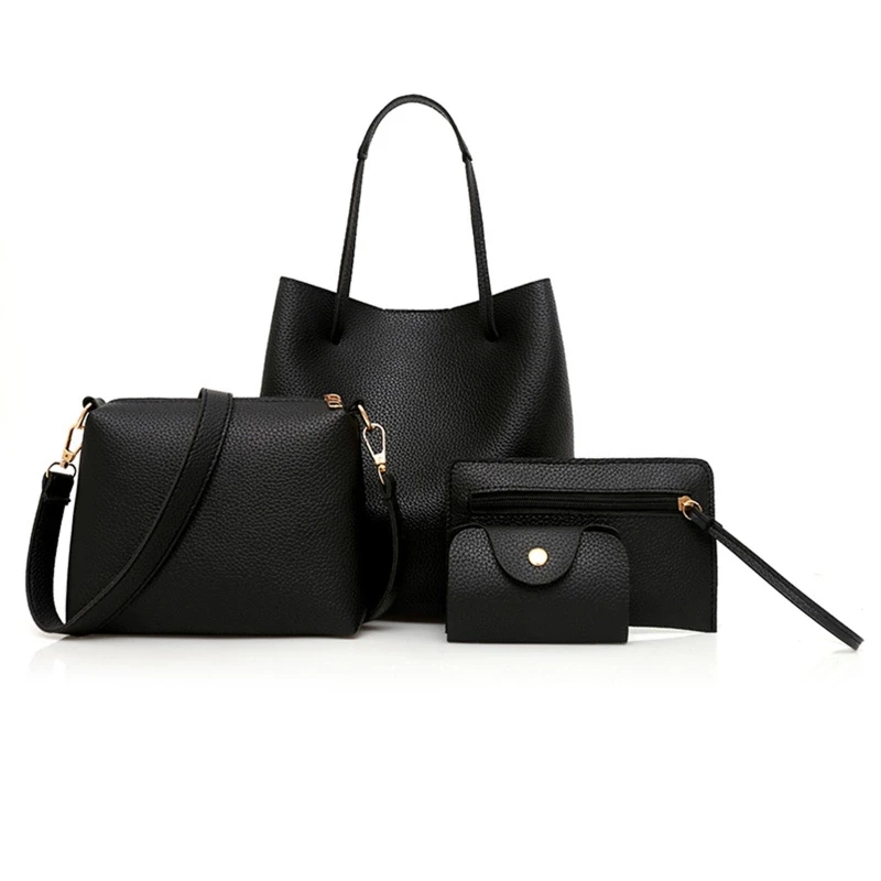 4Pcs/set Leather Women Handbag Shoulder Bag Tote Card Holder Purse Messenger Sat - £14.76 GBP