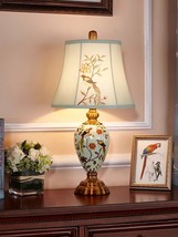 Country Flower And Bird Ceramic Table Lamp Bedroom Bedside Table Lamp Warm Decor - £177.03 GBP