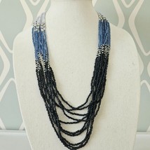 Erica Lyons Blue Multi Strand Seed Bead Necklace - £10.52 GBP