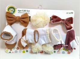 Little Me 6 Pc Gift Set Baby Girl Fancy Headwraps &amp; Booties 0-12M NEW! - £9.48 GBP