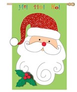 Christmas SANTA Flag ~ 28&quot; x 44&quot;, 3D Design - Pile Fabric Beard, Red Gli... - £15.69 GBP