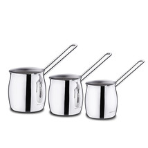 Korkmaz Tombik 3 pc Stainless Steel Turkish Coffee Pot Set in Silver - $63.23