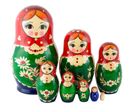 Nolinsk Straw Inlay Nesting Doll - 6&quot; w/ 8 Pieces - $160.00