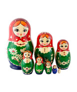Nolinsk Straw Inlay Nesting Doll - 6&quot; w/ 8 Pieces - £128.20 GBP