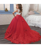 Girls Lace Long Prom Gowns Bridesmaid Kids Dresses For Girls Teens Girl ... - £36.16 GBP