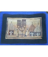 Village scene Marquetry African Folk Art #2 - $93.72 MXN