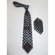 Mens Steven Land Density 100% Satin Silk Crystal Tie/Hankie Set CR29-01 Black image 3