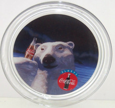 Coca Cola Coke Platter Polar Bear Glass Bottle Tray Serving Plate 13&quot; Original - £40.12 GBP