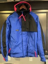 Vintage Columbia Criterion Ski Jacket Blue Neon Colorblock Radial Sleeve Medium - £61.60 GBP