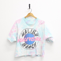 Vintage Malibu Beach Volleyball Tie Dye Cropped T Shirt XL - £37.11 GBP