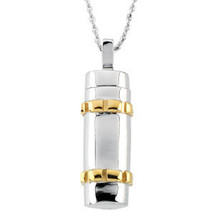 Sterling Silver &amp; 14K Yellow Gold Plated Cylinder Ash Holder Necklace - £154.26 GBP