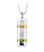 Sterling Silver &amp; 14K Yellow Gold Plated Cylinder Ash Holder Necklace - €176,75 EUR