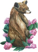 Brown Bear in Nature with Pink Flowers Decal Sticker Truck Car Bumper Wi... - $6.95+